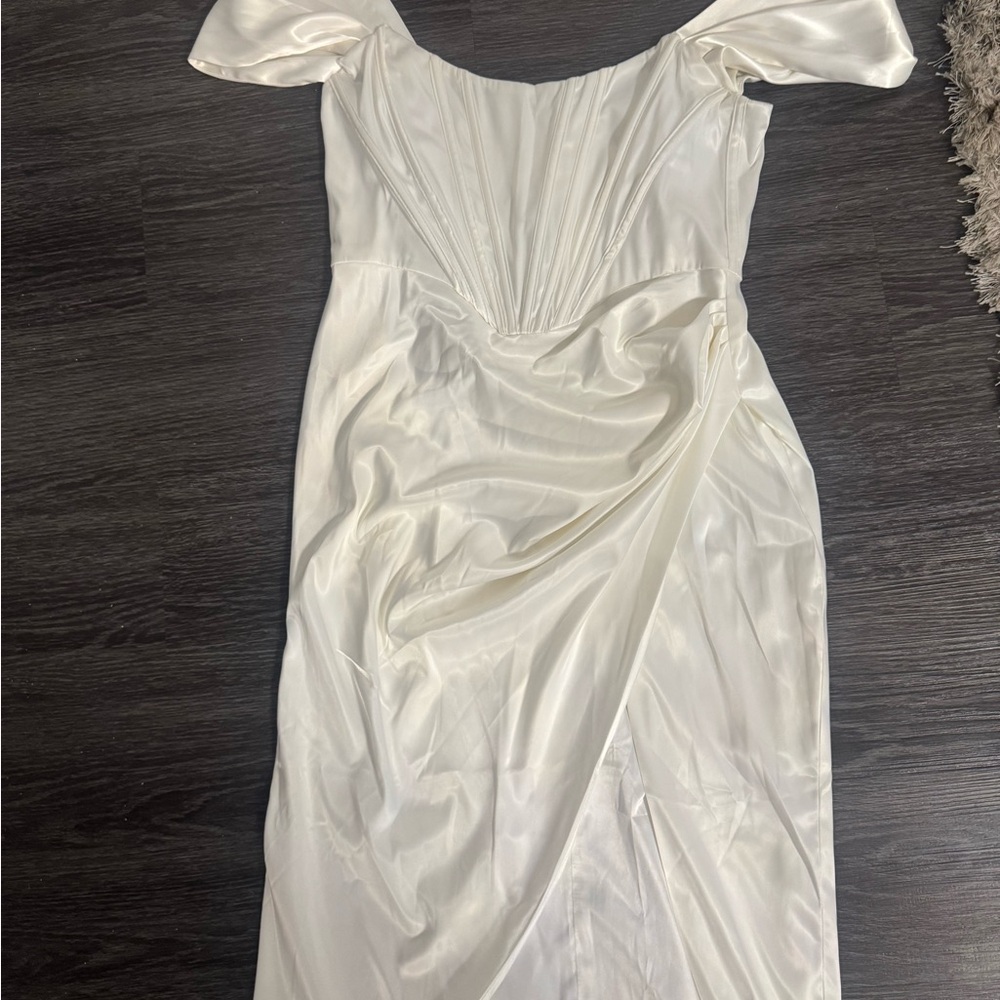 Elegant White Satin Dress